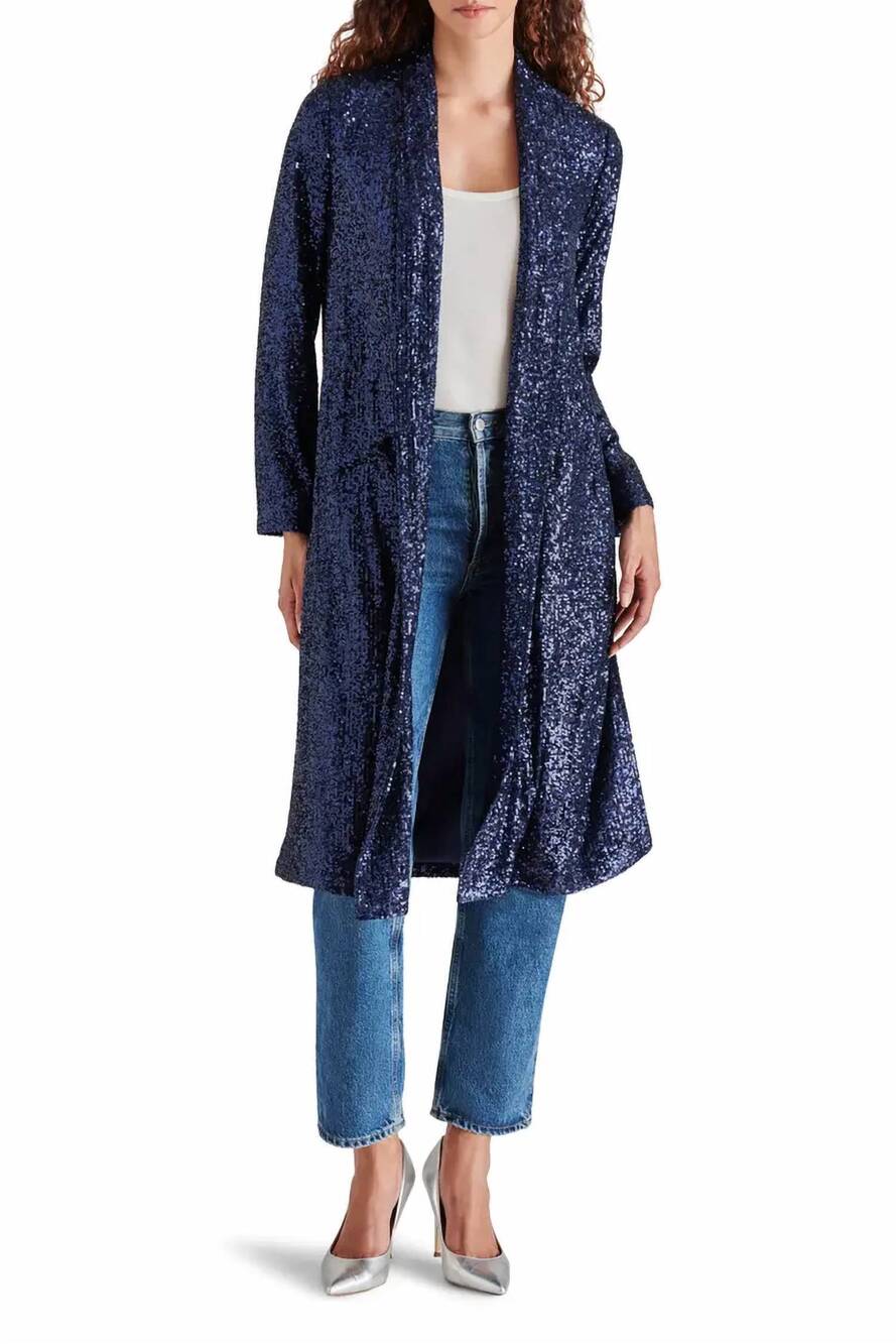 NEW FIFTEEN TWENTY sequin duster in navy
